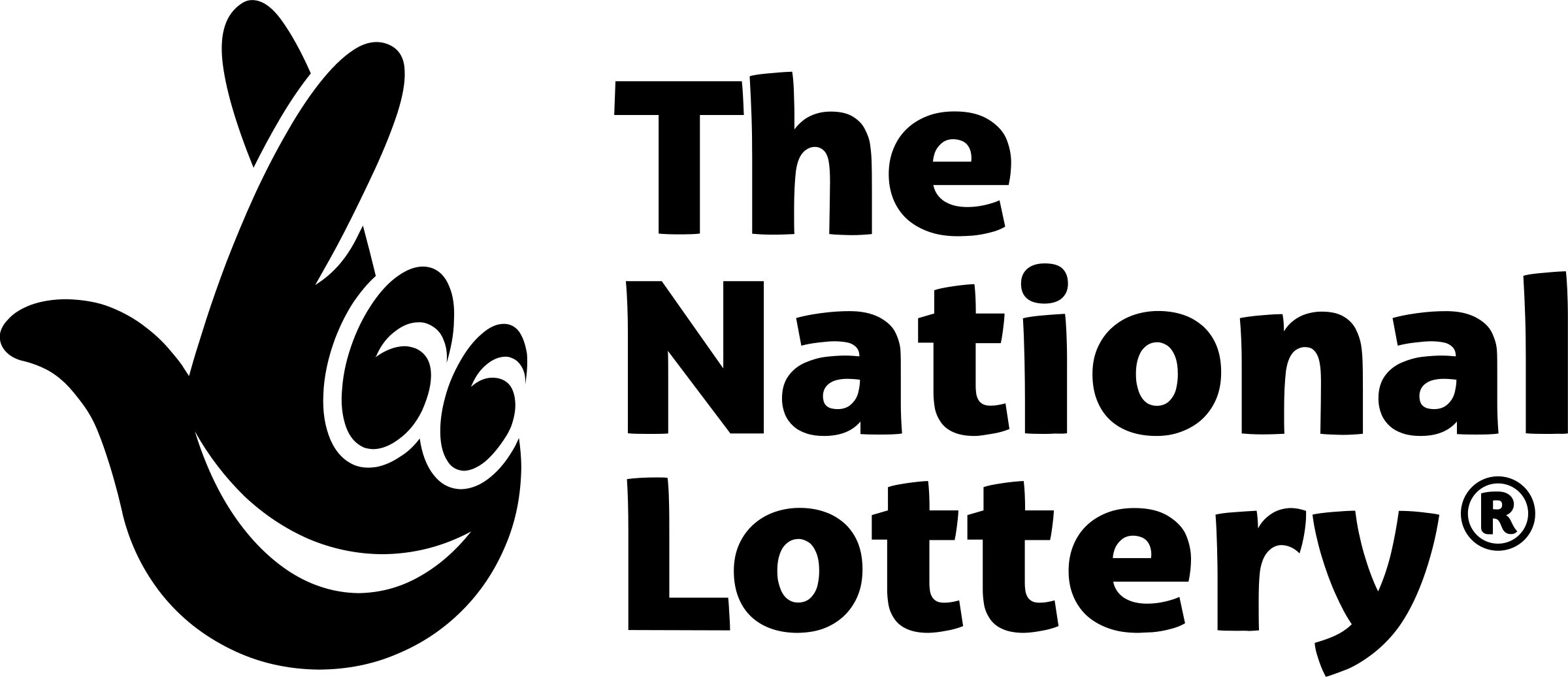 The National Lottery logo with fingers crossed