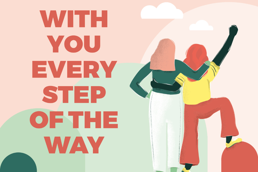 graphic saying with you every step of the way