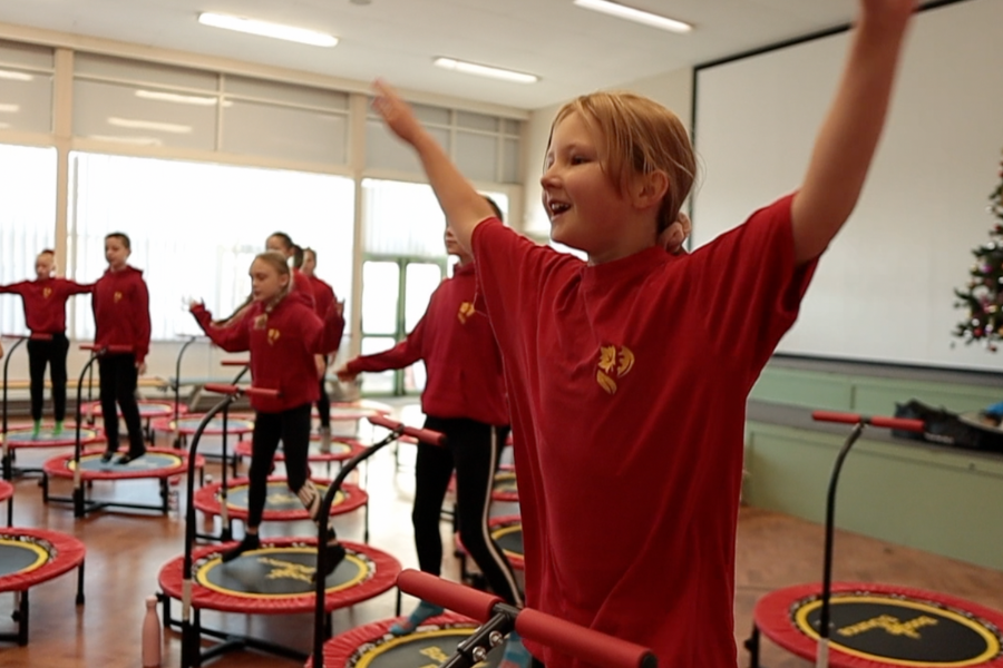children jumping on small trampolines at boogie bounce