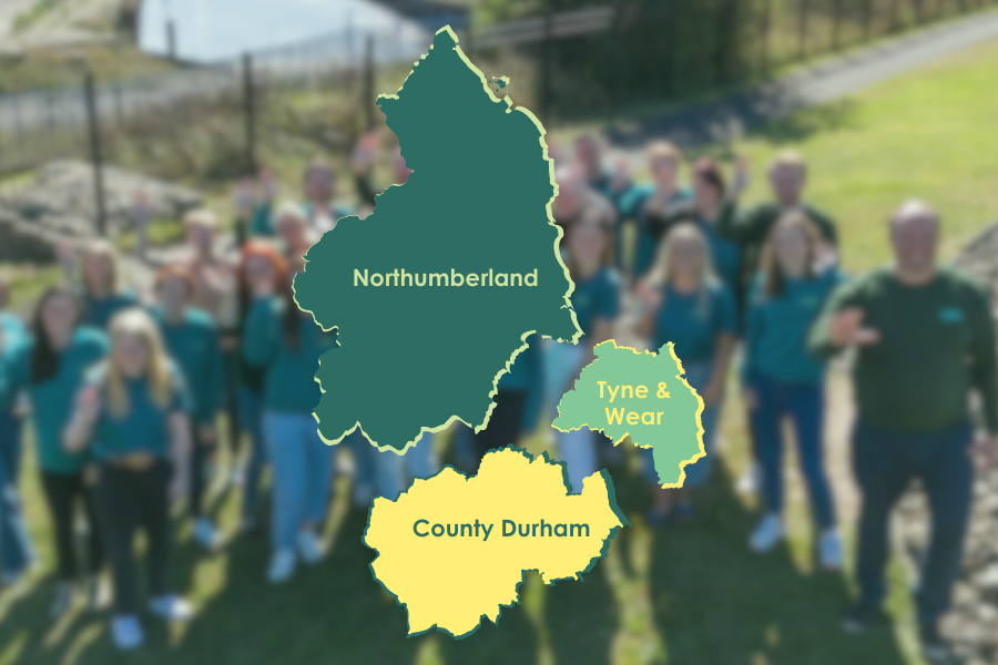 a map of northumberland, tyne & wear, and county durham